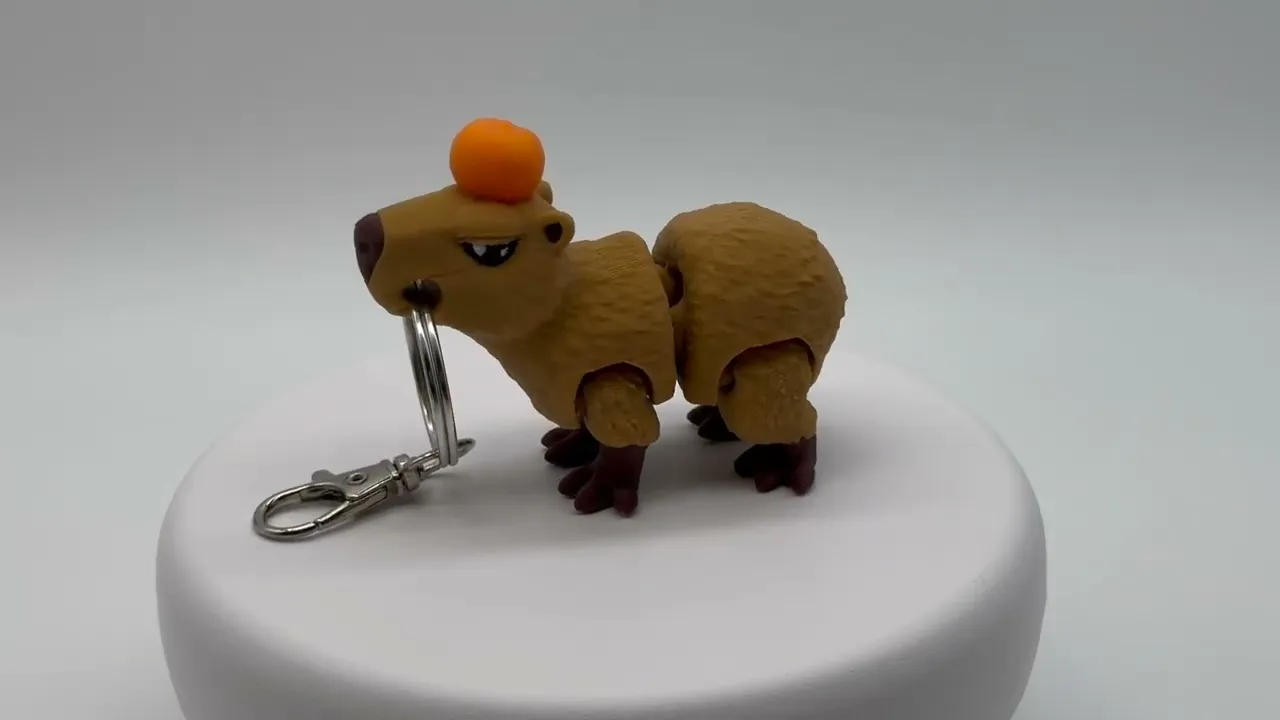 Capybara Keychain Toy with Orange [FDM Printing]