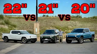 Rivian R1T Wheel Consumption Test! 20" All-Terrain vs 21" Road vs 22" Sport
