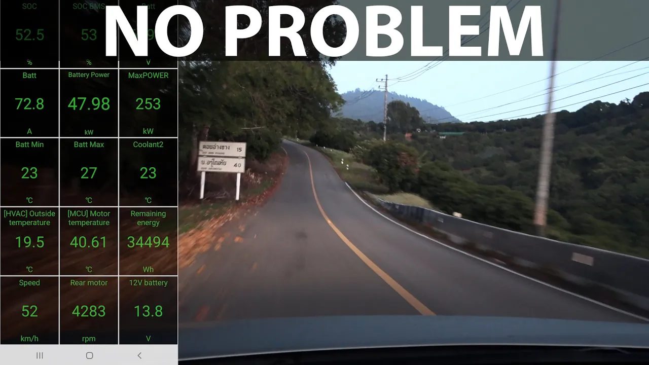 Steep mountain climb with Hyundai Ioniq 72.6 kWh RWD (Doi Ang Khang)