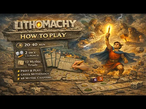 Lithomachy – How to Play Solo Roll & Write Puzzle Game Inspired by Greek Mythology