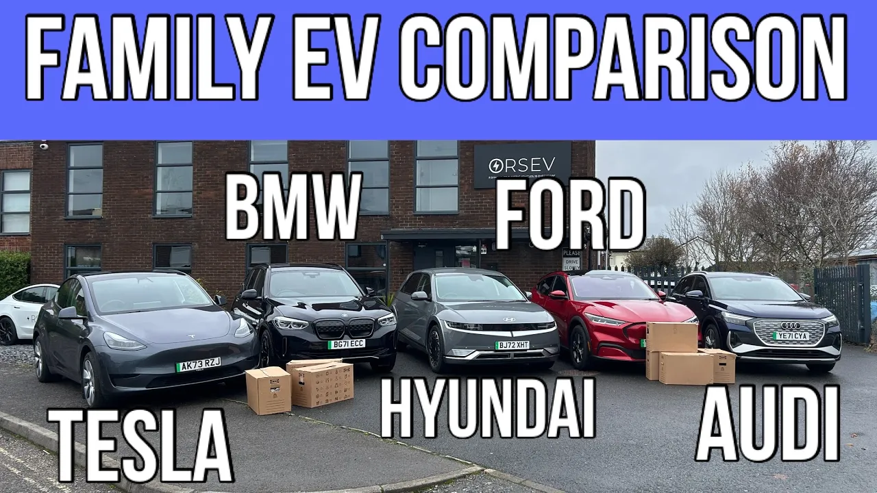 Best Family EV? Tesla Model Y v BMW iX3 v Hyundai Ioniq 5 v Ford Mustang Mach-e v Audi Q4 E-tron
