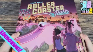 Unboxing of Roller Coaster Rush from @Pandasaurusgames | Love 2 Hate #boardgames Review