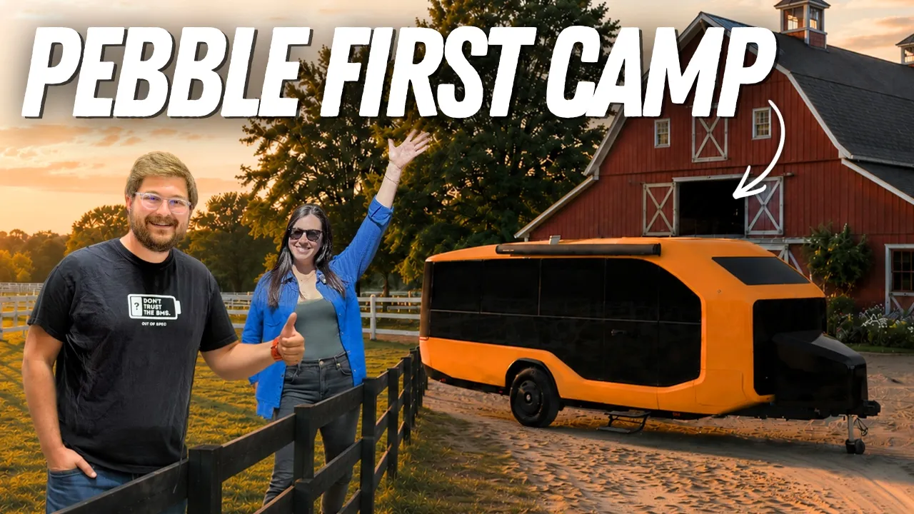 First Camp In The Pebble Flow Electric RV! Setup, Cooking, Takedown, & Tow