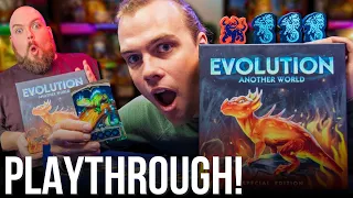 Making Magical Lizards! Evolution Another World Full Board Game Playthrough!