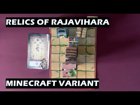 Relics of Rajavihara board game with Minecraft Cubeez