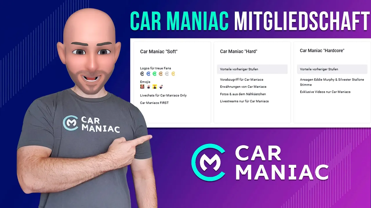 Willkommen Car Maniac Mitglieder: Eddie Murphy & Stallone AB Ansagen + Livestreams + Exklusiv Videos