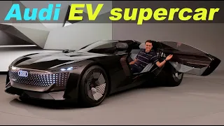 The Audi EV batmobile 🦇😉 with adjustable length! 😮 Audi skysphere roadster supercar