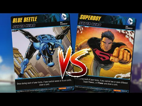 DC Deck Building Game Teen Titans GAMEPLAY || Blue Beetle vs. Superboy