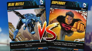 DC Deck Building Game Teen Titans GAMEPLAY || Blue Beetle vs. Superboy