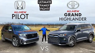 NEW FAMILY KING?? -- 2024 Toyota Grand Highlander vs. 2023 Honda Pilot: Comparison