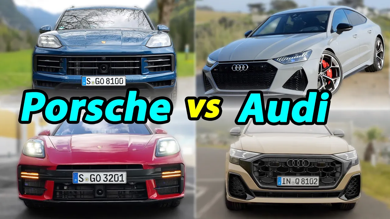 Audi vs Porsche comparison A7 vs Panamera, Q8 vs Cayenne, Q6 vs Macan - including RS and GTS models!