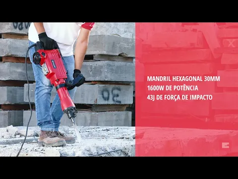 Martelete Demolidor Hexagonal 1600W TC-DH 1600/1 220V com 1 Ponteiro, 1 Talhadeira e 1 Maleta Einhell