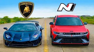Lambo Aventador SV v Hyundai IONIQ 5 N: DRAG RACE
