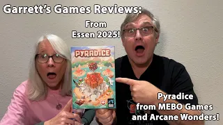 Garrett's Games Reviews Essen 2025 Release Pyradice from MEBO Games and Arcane Wonders
