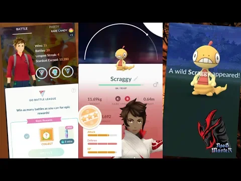 GO BATTLE LEAGUE 4/5 WINNING REWARD RANK 4 SCRAGGY ENCOUNTER POKÉMON GO