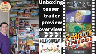 Roll Camera B- movie expansion co-op board game unboxing teaser trailer preview overview AmassGames