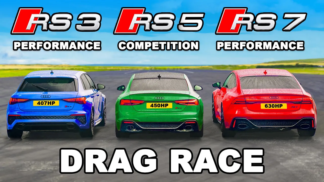 Fastest Audi RS3 v RS5 v RS7: DRAG RACE