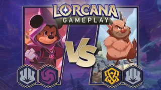 Disney Lorcana Trading Card Game Gameplay - Amythest/Steel vs Amber/Steel