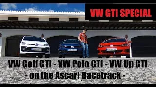 VW Polo GTI + GOLF GTI Performance + Up GTI - Racetrack Comparison