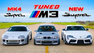 Can a Tuned M3 beat the BEST Toyota Supras? DRAG RACE
