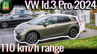 New VW Id.3 Pro 2024 (59 kWh) - 110 km/h range test (68mph)