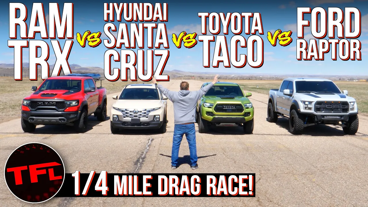 What’s Faster - the New Santa Cruz or The Tacoma - a Modded Raptor or The TRX? Let’s Find Out!