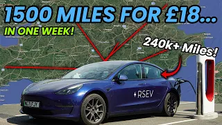 1500 Miles in 1 week for £18? All done in a high-mileage Tesla! Running costs & charge time