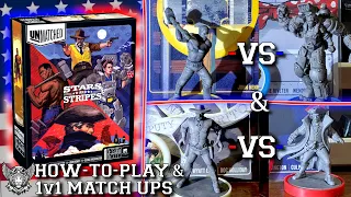 Unmatched Stars and Stripes How to Play - All 4 fighters in Double Header 1v1 Matchups.