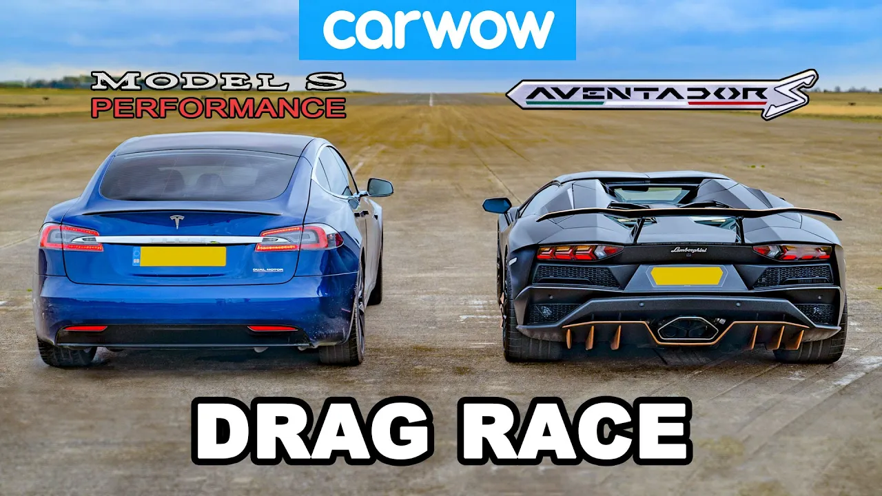 Lamborghini Aventador vs NEW Tesla Model S Performance: DRAG RACE!