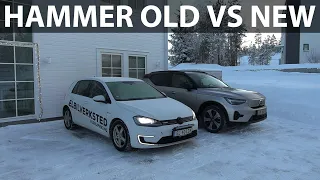 Volvo XC40 82 kWh AWD and VW e-Golf 24 kWh range test