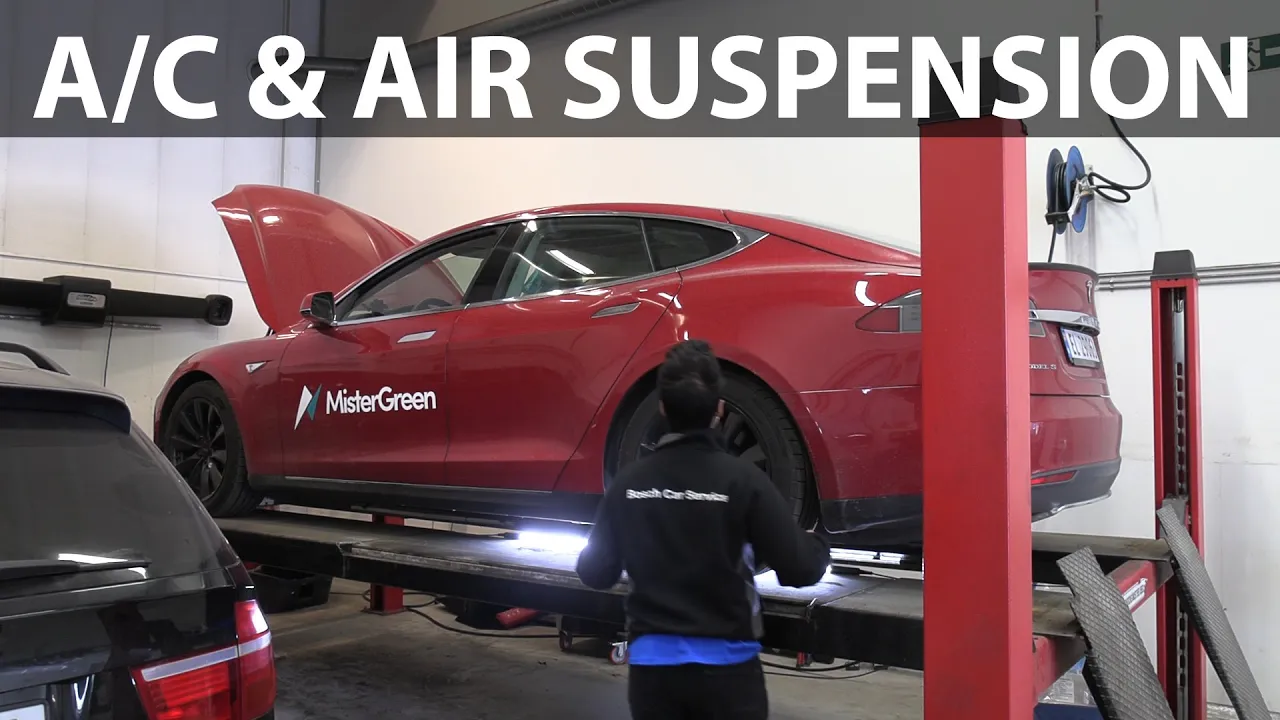 2013 Model S P85 getting AC and air suspension fixed at Bilexperten
