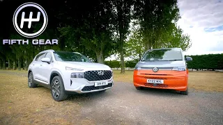 EV Multivan VW T7 Transporter vs Hyundai Santa FE - Part 2 - Which is best for Space? | Fifth Gear