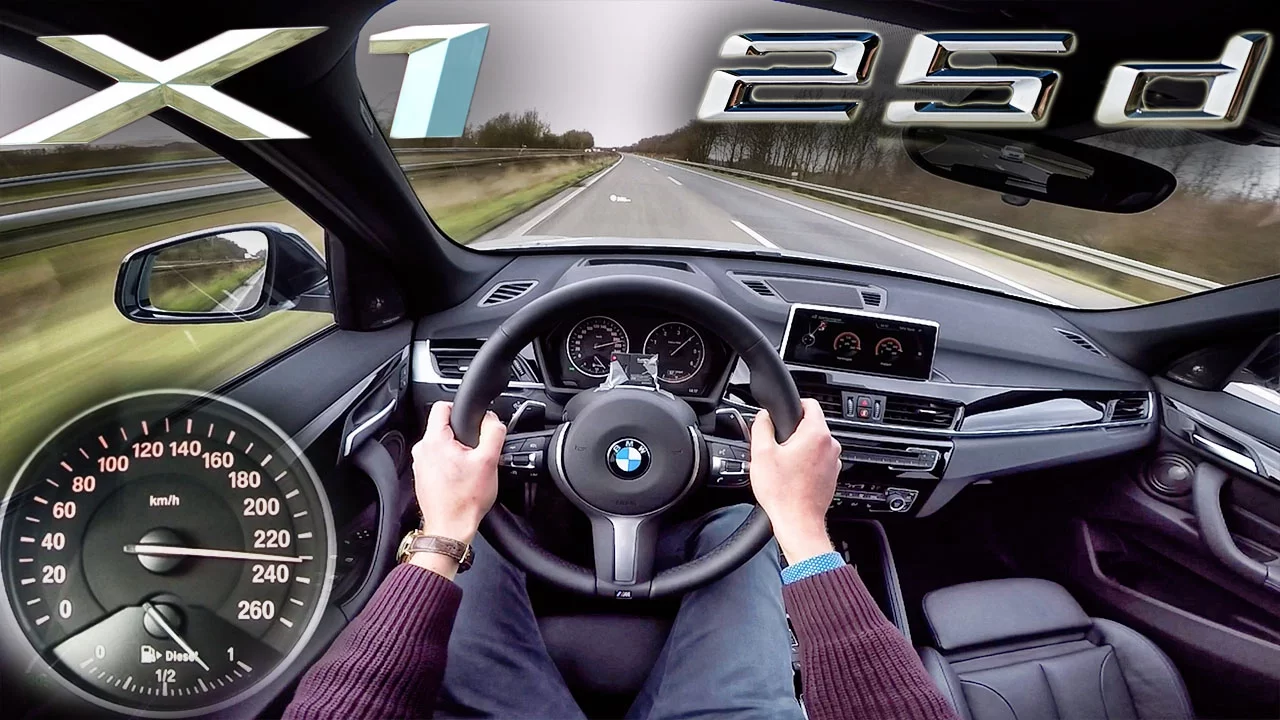 BMW X1 25d xDrive ACCELERATION & TOP SPEED POV Test Drive Autobahn