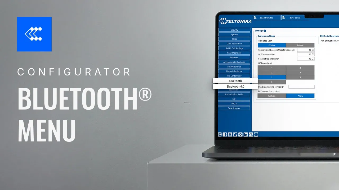 Teltonika Configurator | Bluetooth Menu | Teltonika image