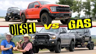 It’s Ram vs Ford & Diesel vs Gas In The Ultimate Power Towing Test!