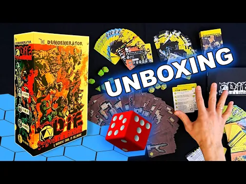 The DUNGENERATOR: DIE in a Dungeon UNBOXING PREVIEW | Card Dungeon Crawler | Board Game