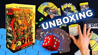 The DUNGENERATOR: DIE in a Dungeon UNBOXING PREVIEW | Card Dungeon Crawler | Board Game