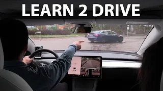 Teslabjørn teaching Maya how to drive in Norway