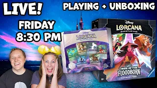 LIVE Unboxing and Playthrough of Disney Lorcana: Rise of the Floodborn and D10 Set!