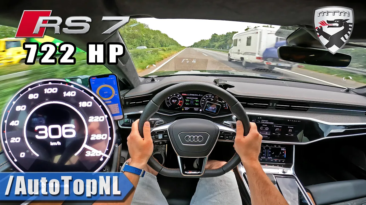 722HP AUDI RS7 C8 MTM *306km/h* on AUTOBAHN by AutoTopNL