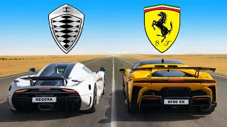 Ferrari v Koenigsegg Hypercar Hybrids: DRAG RACE