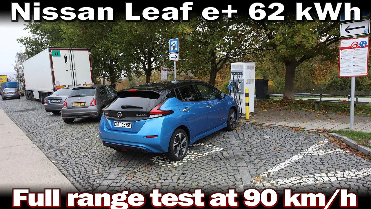 Nissan Leaf e+ 62 kWh - Full range test at 90 km/h