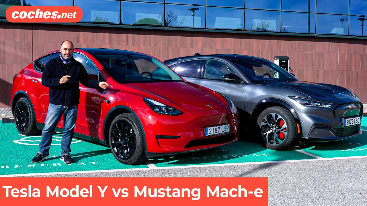 Comparativa Ford Mustang Mach-E - Tesla Model Y | Prueba / Test / Review en español | coches.net