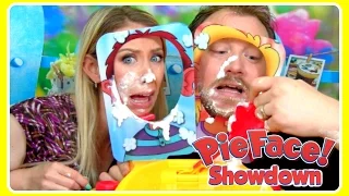 PIE FACE SHOWDOWN GAME CHALLENGE TOY! NEW GAME!! Hit In Face With Whipped Cream! FUNNY Video