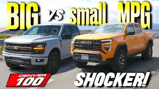 Full-Size Ford F-150 vs Midsize GMC Canyon MPG Test: We Did NOT Expect These Results! | Denver 100