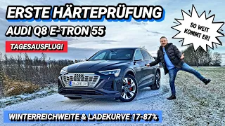 NEU! Audi Q8 e-tron 55 Wintertest. Reale Reichweite Ladekurve 17-87% Software / Navi / Elektroauto