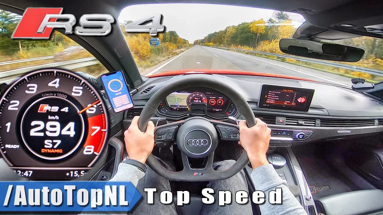 AUDI RS4 B9 Avant 2.9 V6 BiTurbo 294km/h AUTOBAHN POV TOP SPEED by AutoTopNL