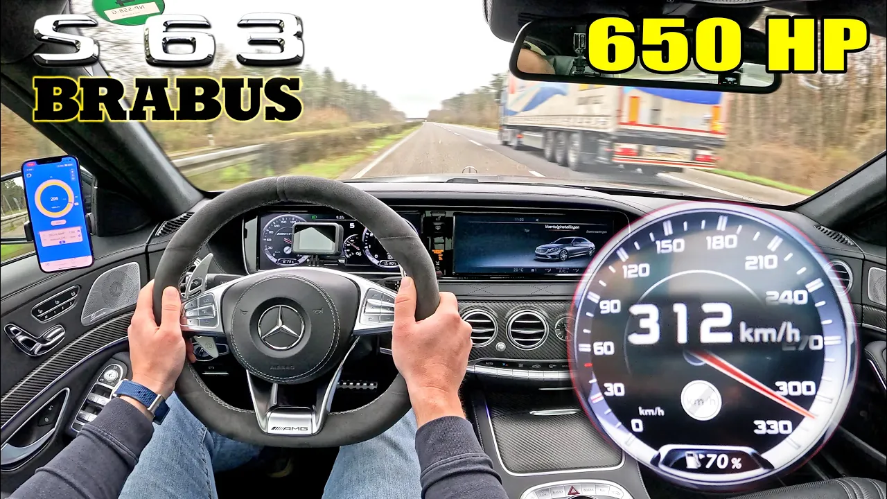 BRABUS 650 S63 AMG W222 312KM/H on AUTOBAHN