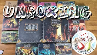 Massive Darkness 2 Hellscape Kickstarter Unboxing + Heavenfall, Demon Dragon, Darkbringer Pack,, etc