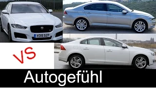Best sedan comparison test review Jaguar XE vs Volkswagen Passat vs Volvo S60 - Autogefühl